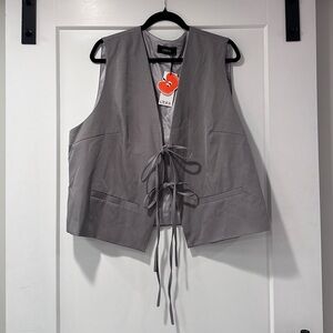 Cider font tie grey blazer